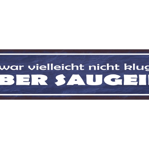 Schild Es War Vielleicht Nicht Klug Aber Saugeil 46 x 10 Blech od. Holz