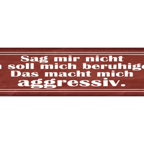 Schild Sag Mir Nicht Ich Soll Mich Beruhigen Das Macht Mich Aggressiv 46 x 10