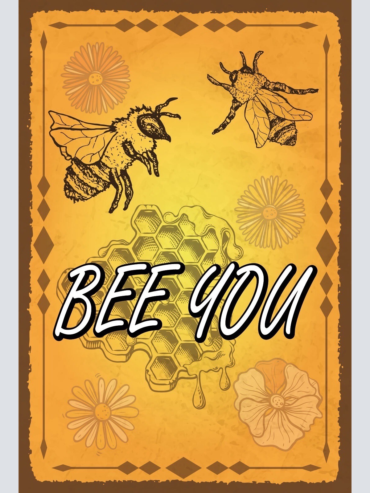 Schild Bee You Honig Biene Imker Du selbst 12x18 / 20x30 / 30x40 Blech od. Holz