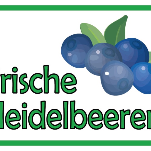 Schild Frische Heidelbeeren Obst Verkauf 12x18 / 20x30 / 30x40 Blech od. Holz