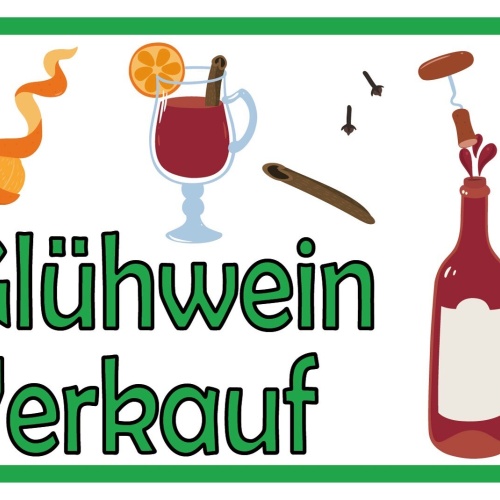 Schild Glühwein Verkauf Stand Weihnachten 12x18 / 20x30 / 30x40 Blech od. Holz