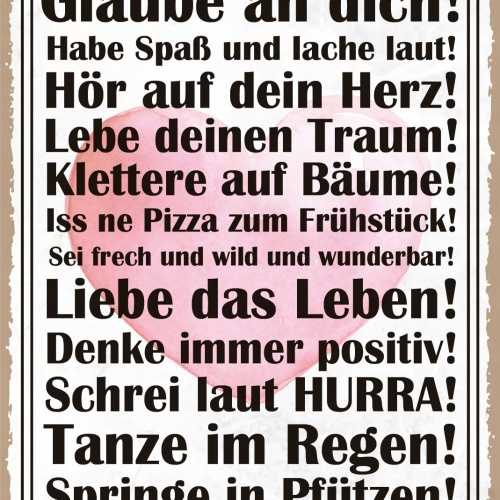 Schild Sei einfach Du Leben Traum Herz Sonne 12x18 / 20x30 / 30x40 Blech od.Holz