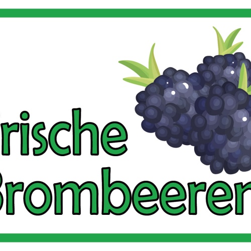 Schild Frische Brombeeren Obst Verkauf 12x18 / 20x30 / 30x40 Blech od. Holz