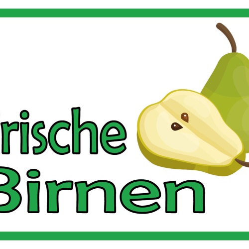 Schild Frische Birnen Birne Obst Verkauf 12x18 / 20x30 / 30x40 Blech od. Holz