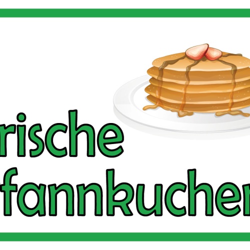 Schild Frische Pfannkuchen Verkauf Stand 12x18 / 20x30 / 30x40 Blech od. Holz