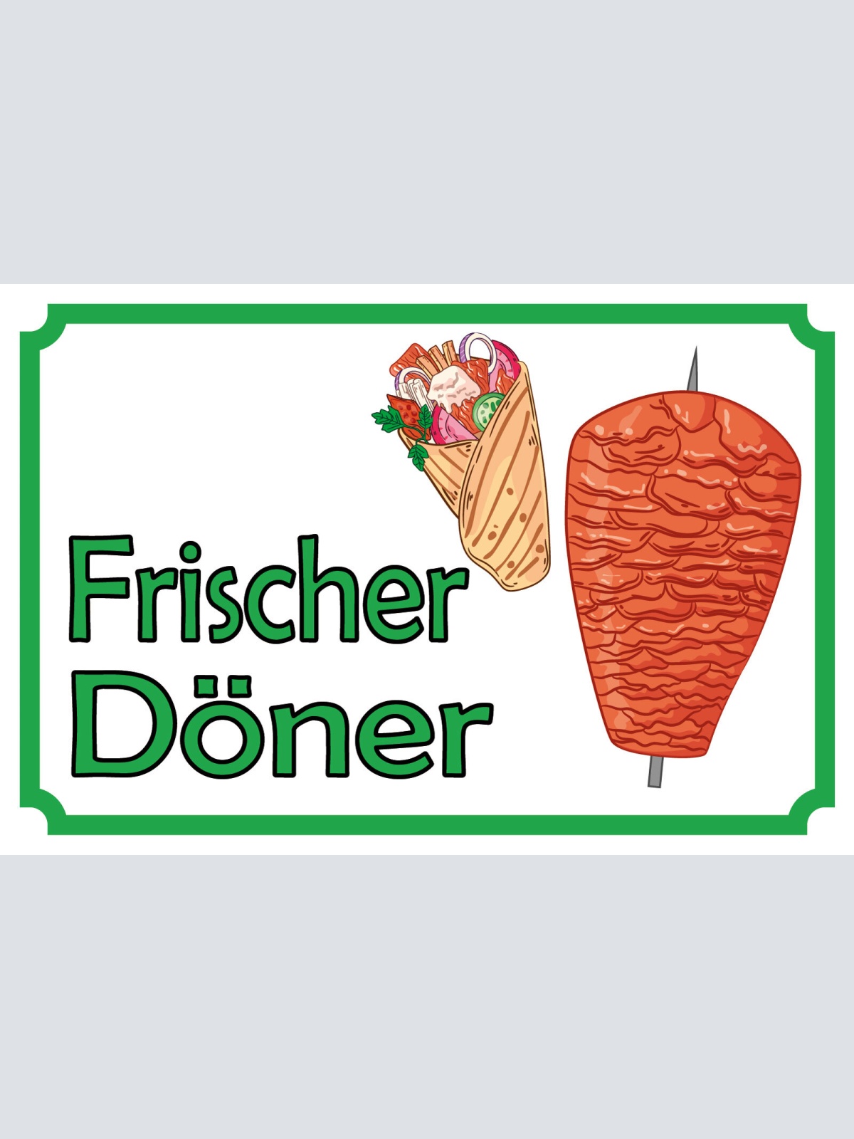 Schild Frischer Döner Kebab Fast Food 12x18 / 20x30 / 30x40 Blech od. Holz