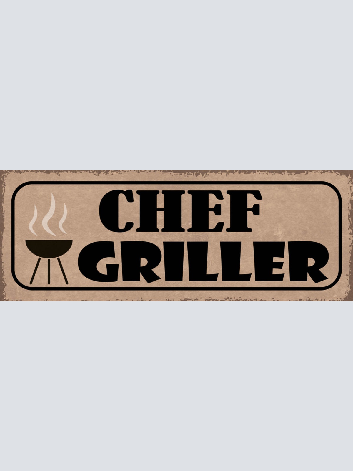 Schild Chef Griller Grillen Grill BBQ Party Koch Kochen 27x10 Blech od.Holz