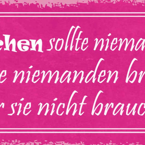 Schild Ein Mädchen Sollte Niemals Vergessen Dass Sie Niemanden Braucht Der 27x10
