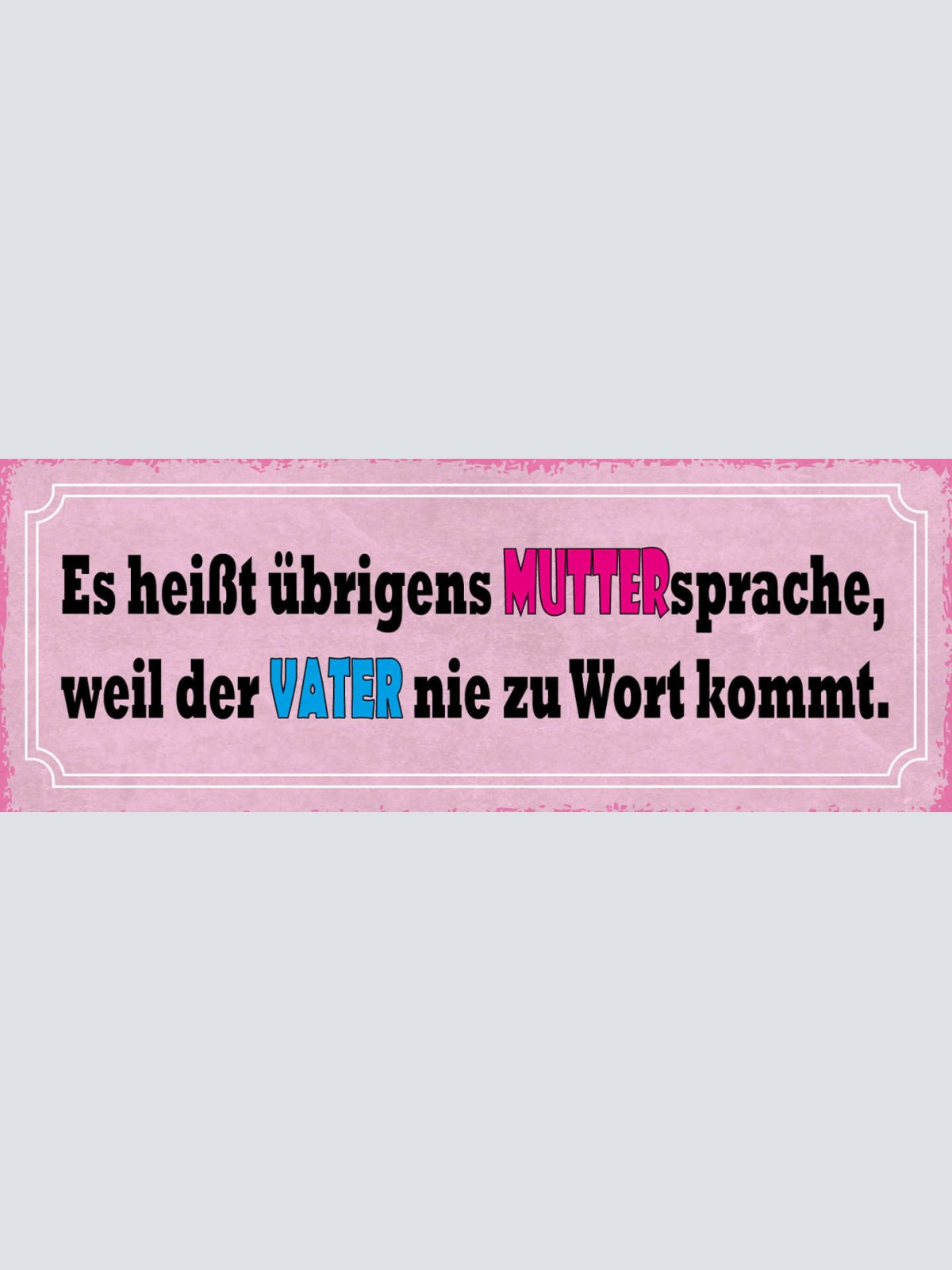 Schild Es Heißt Übrigens Muttersprache Weil Der Vater Nie Zu Wort Kommt 27x10