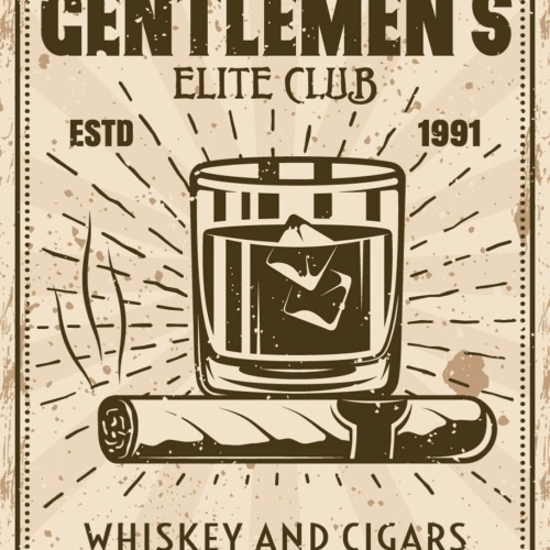 Schild Gentlemen's Elite Club Real Men Whiskey 12x18 20x30 30x40 Blech/Holz