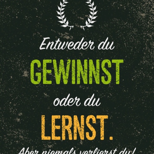 Schild Entweder Du Gewinnst Oder Du Lernst 12x18 20x30 30x40 Blech/Holz