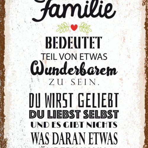 Schild Familie Bedeutet Teil Etwas Wunderbares Sein 12x18 20x30 30x40 Blech/Holz