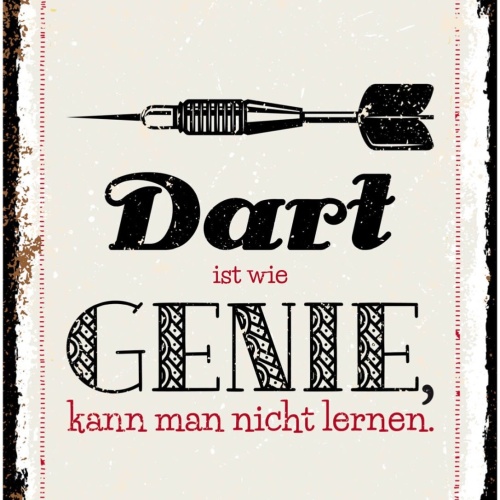 Schild Dart Ist Wie Genie Kann Man Nicht Lernen 12x18 20x30 30x40 Blech/Holz