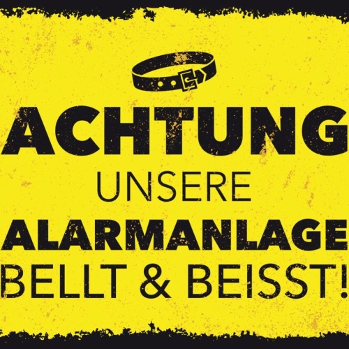 Schild Achtung Unsere Alarmanlage Bellt Beisst Hund 12x18 20x30 30x40 Blech/Holz