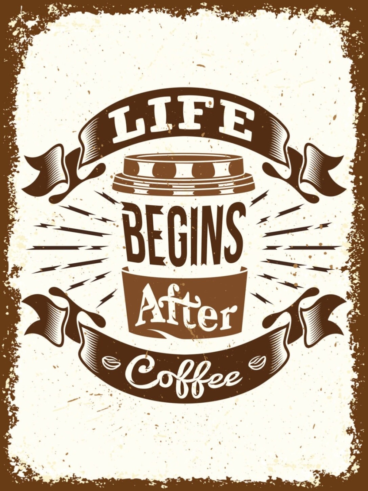 Schild Life Begins After Coffee Kaffee Leben Café 12x18 20x30 30x40 Blech/Holz