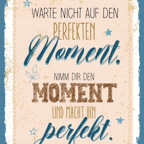Schild Warte Nicht Auf Den Perfekten Moment Perfekt 12x18 20x30 30x40 Blech/Holz