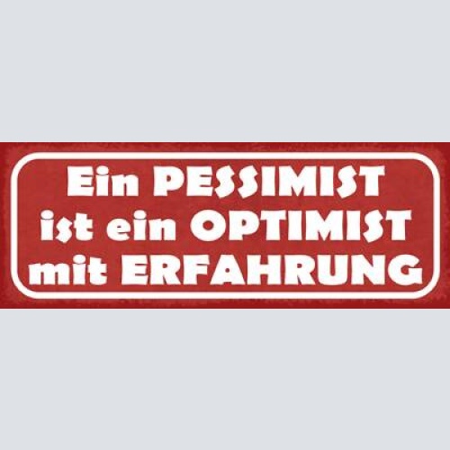 Schild ein pessimist ist ein optimist mit erfahrung negativ 27x10 blech od.holz