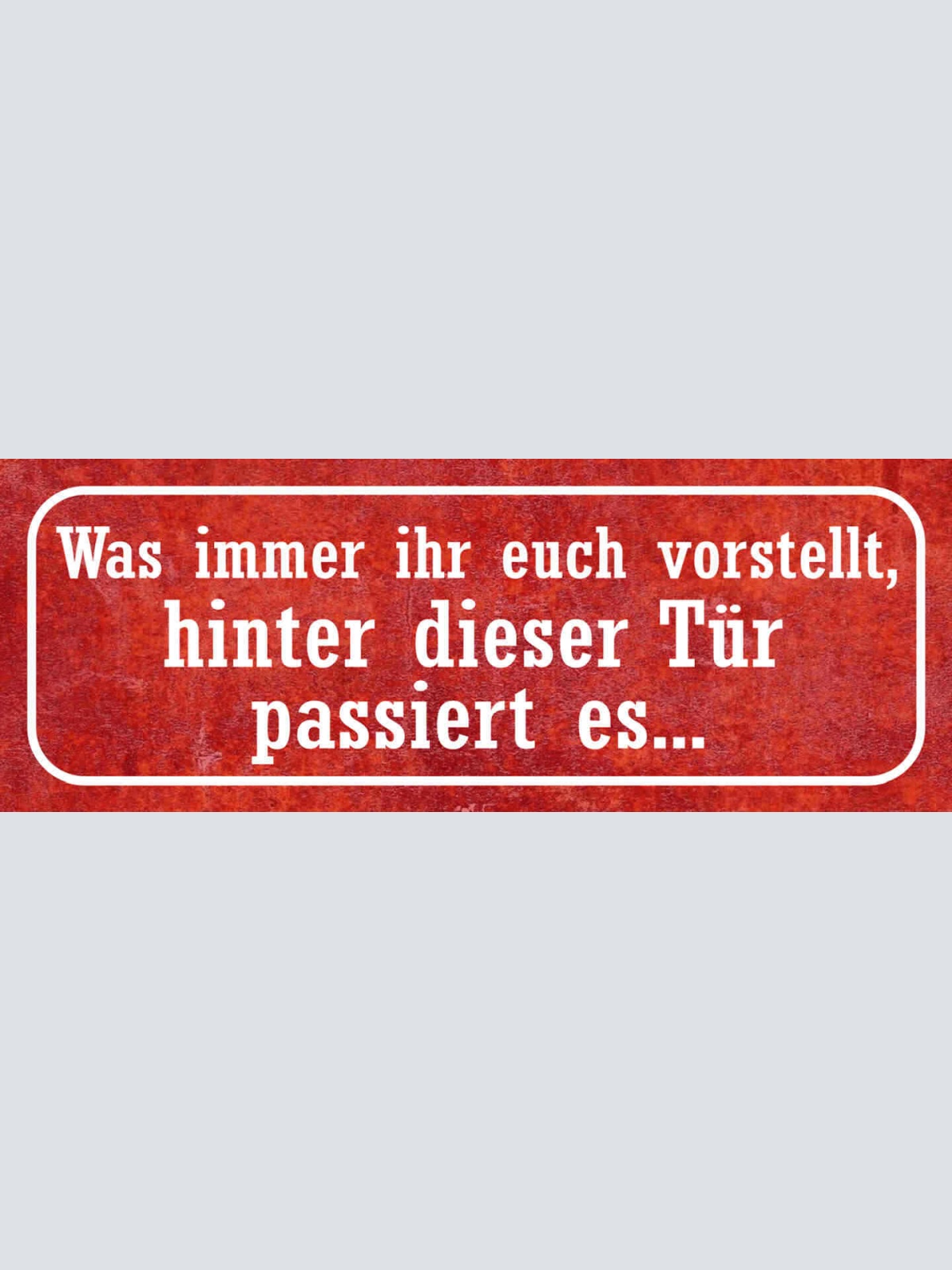 Schild Was Immer Ihr Euch Vorstellt Hinter Dieser Tür Passiert Es 27x10