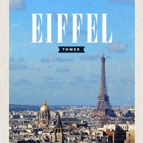 Schild Eiffel Tower Turm Paris France Frankreich 12x18 20x30 30x40 Blech/Holz
