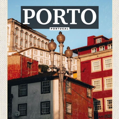 Schild Porto Portugal Gebäude Haus Stadt 12x18 20x30 30x40 Blech od. Holz