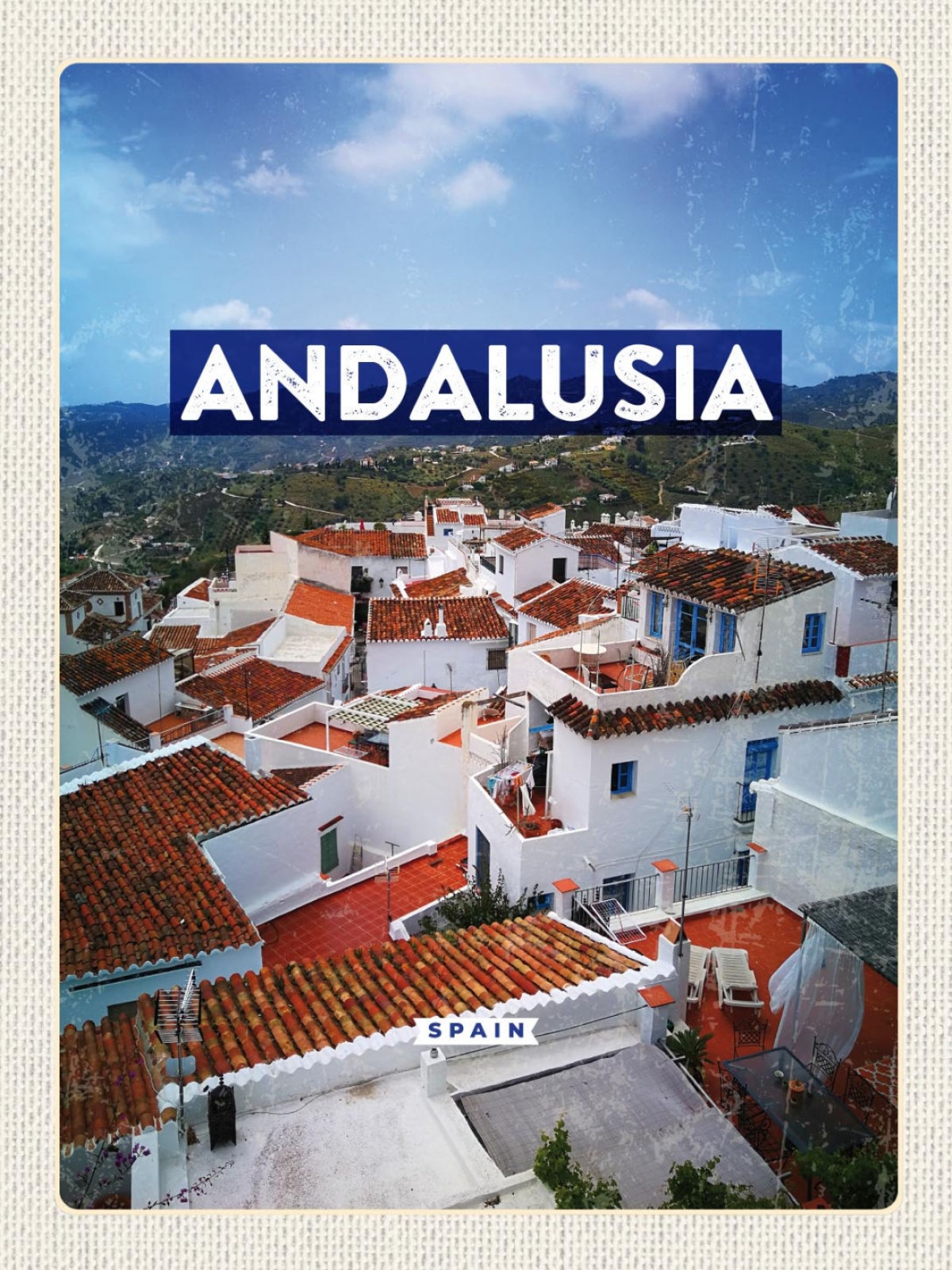 Schild Andalusia Andalusien Spain Spanien Häuser 12x18 20x30 30x40 Blech/Holz