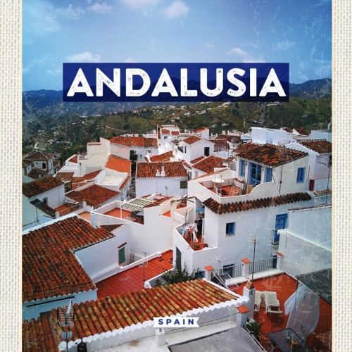 Schild Andalusia Andalusien Spain Spanien Häuser 12x18 20x30 30x40 Blech/Holz