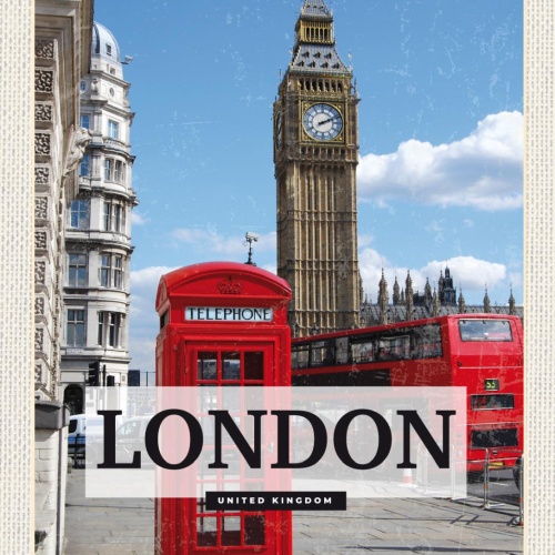 Schild London Big Ben England UK Großbritannien 12x18 20x30 30x40 Blech od. Holz