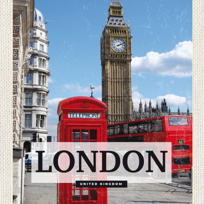 Schild London Big Ben England UK Großbritannien 12x18 20x30 30x40 Blech od. Holz