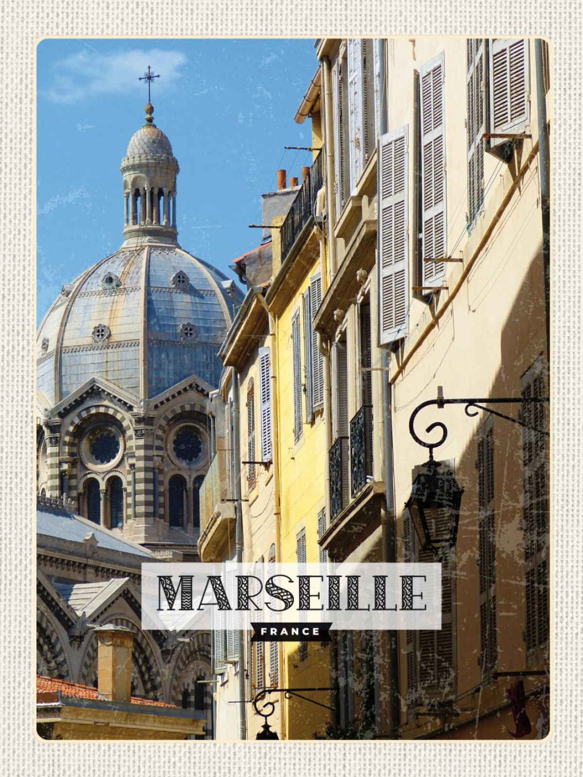 Schild Marseille France Frankreich Stadt 12x18 20x30 Kathedrale 30x40 Blech/Holz