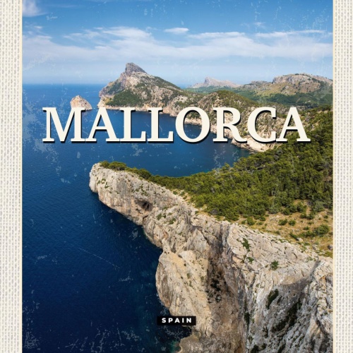 Schild Mallorca Spain Spanien Küste Klippe 12x18 20x30 30x40 Blech od. Holz