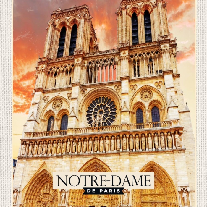 Schild Notre-Dame De Paris Frankreich Kathedrale 12x18 20x30 30x40 Blech/Holz