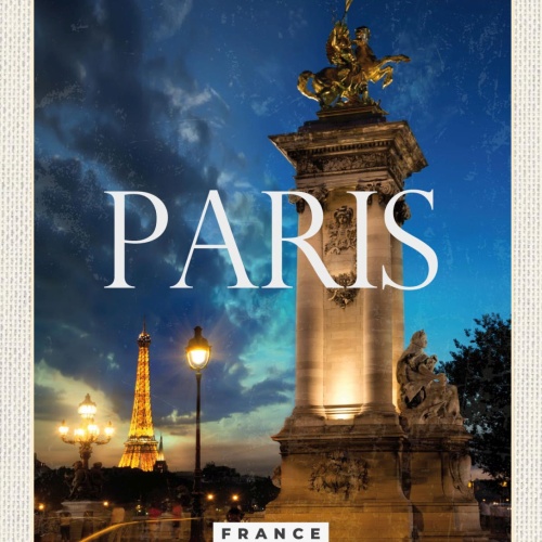 Schild Paris France FRA Pont Alexandre Eiffelturm 12x18 20x30 30x40 Blech/Holz