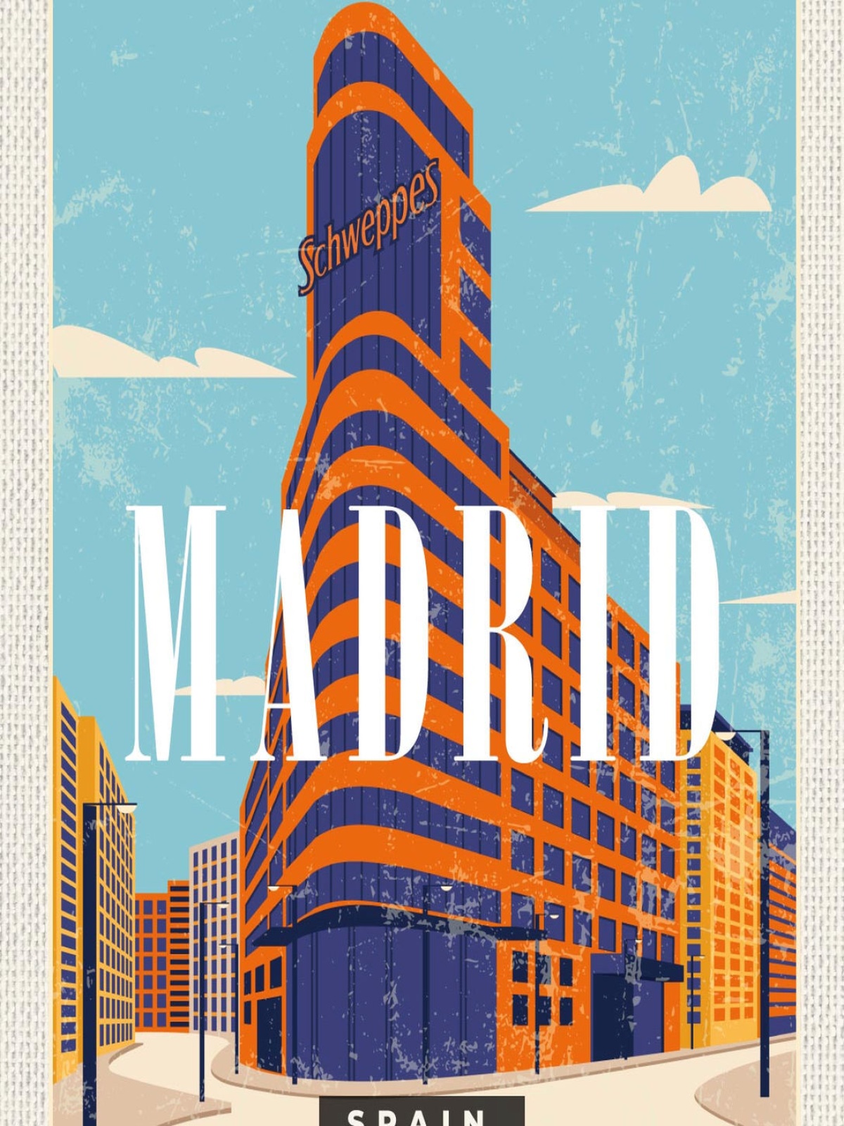 Schild Madrid Spain Spanien Stadt Illustration 12x18 20x30 30x40 Blech od. Holz