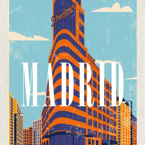 Schild Madrid Spain Spanien Stadt Illustration 12x18 20x30 30x40 Blech od. Holz