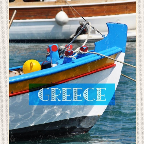 Schild Greece Griechenland Schiff Boot Hafen Meer 12x18 20x30 30x40 Blech/Holz