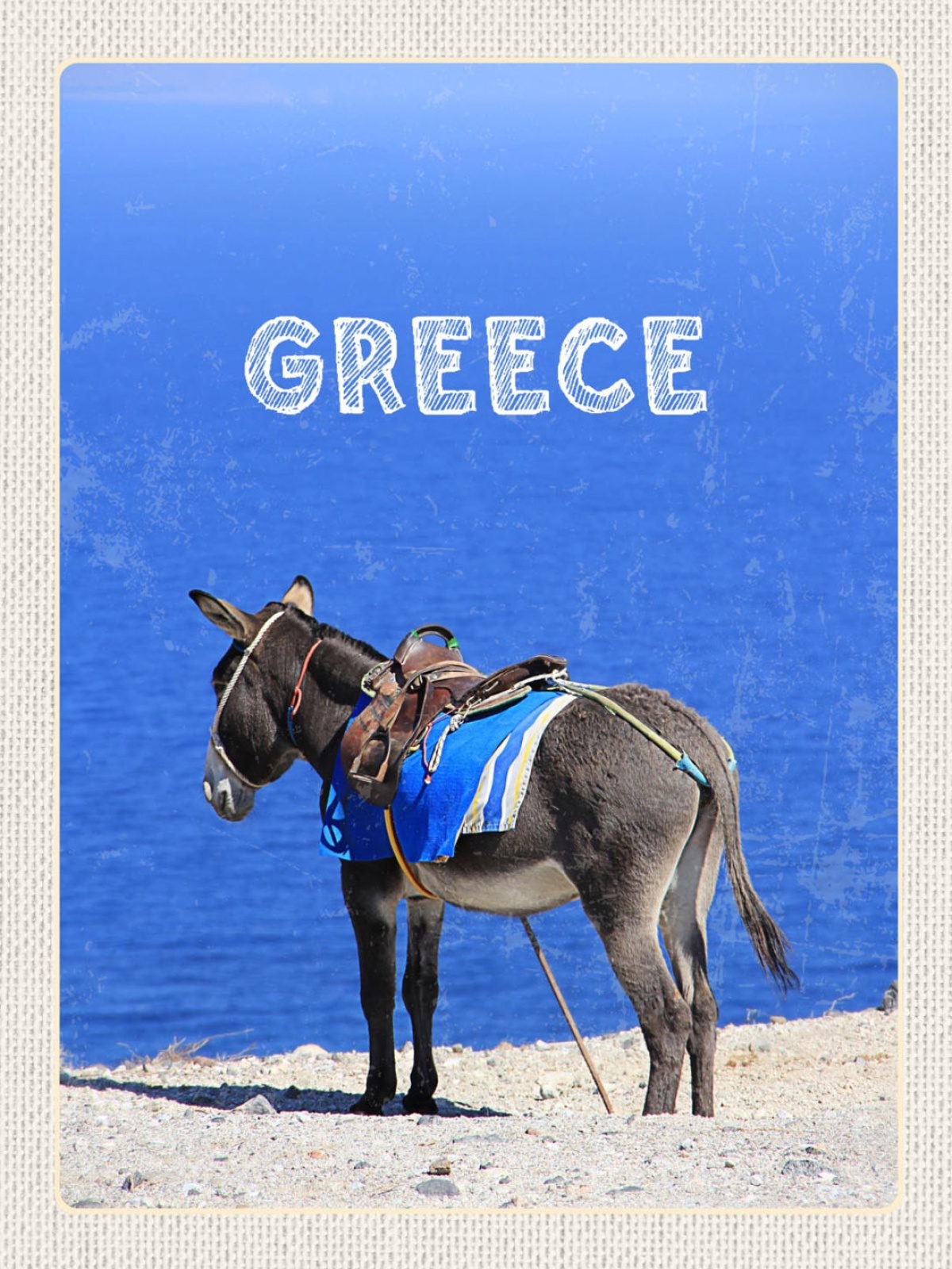 Schild Greece Griechenland Esel Meer Blick Küste 12x18 20x30 30x40 Blech/Holz