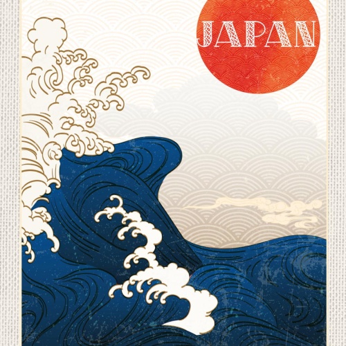 Schild Japan Hokusai Welle Kanagawa Meer Ozean 12x18 20x30 30x40 Blech/Holz