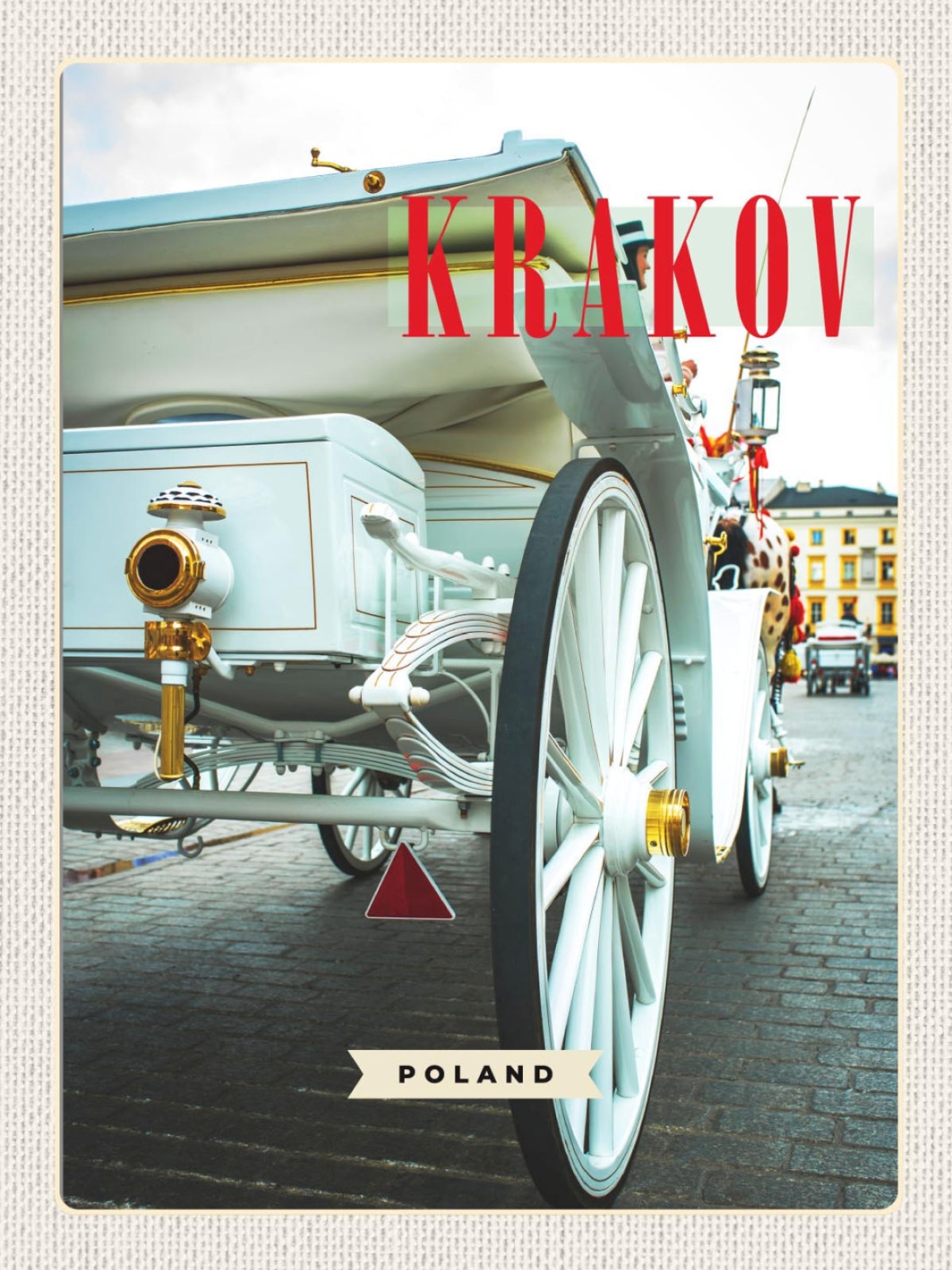 Schild Krakov Poland Krakau Polen Kutsche Stadt 12x18 20x30 30x40 Blech/Holz