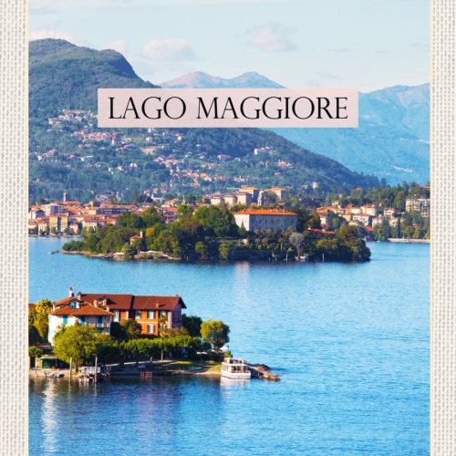Schild Lago Maggiore See Italien Schweiz Ansicht 12x18 20x30 30x40 Blech/Holz