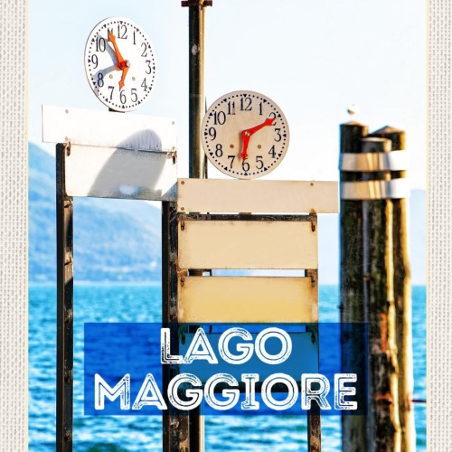 Schild Lago Maggiore See ITA CH Schiff Anlegestelle 12x18 20x30 30x40 Blech/Holz