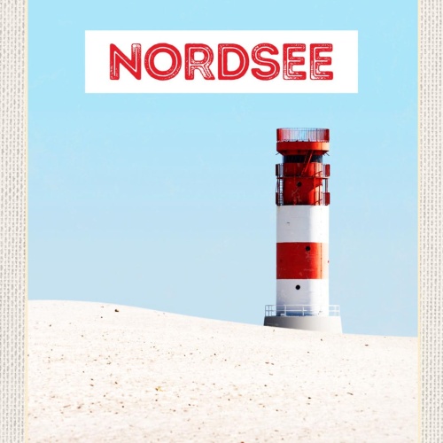 Schild Nordsee Küste Strand Leuchtturm Meer D EU 12x18 20x30 30x40 Blech/Holz
