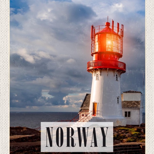 Schild Norway Norwegen Lindesnes Fyr Leuchtturm 12x18 20x30 30x40 Blech/Holz