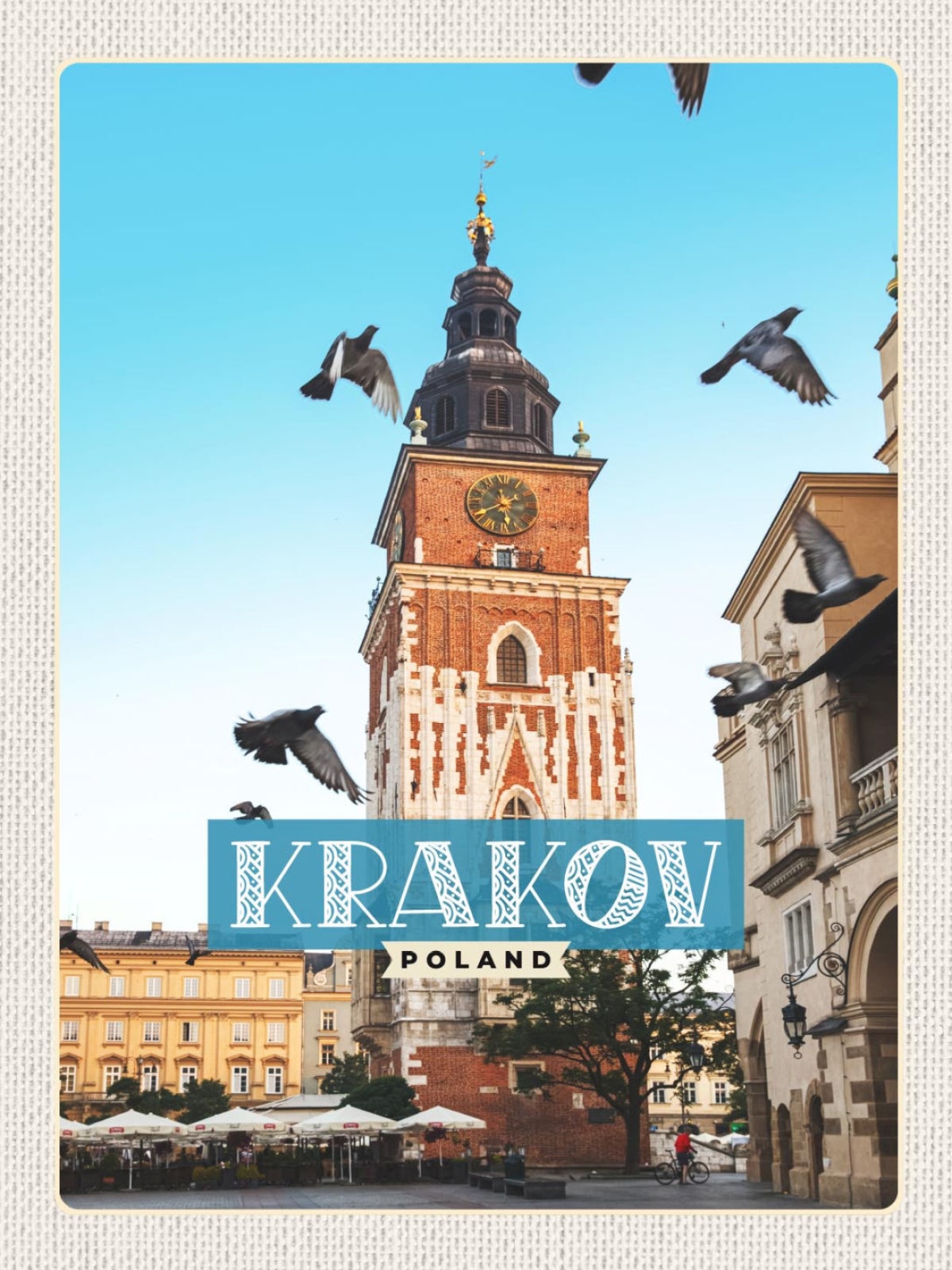 Schild Krakov Poland Krakau Polen Rathausturm Stadt 12x18 20x30 30x40 Blech/Holz