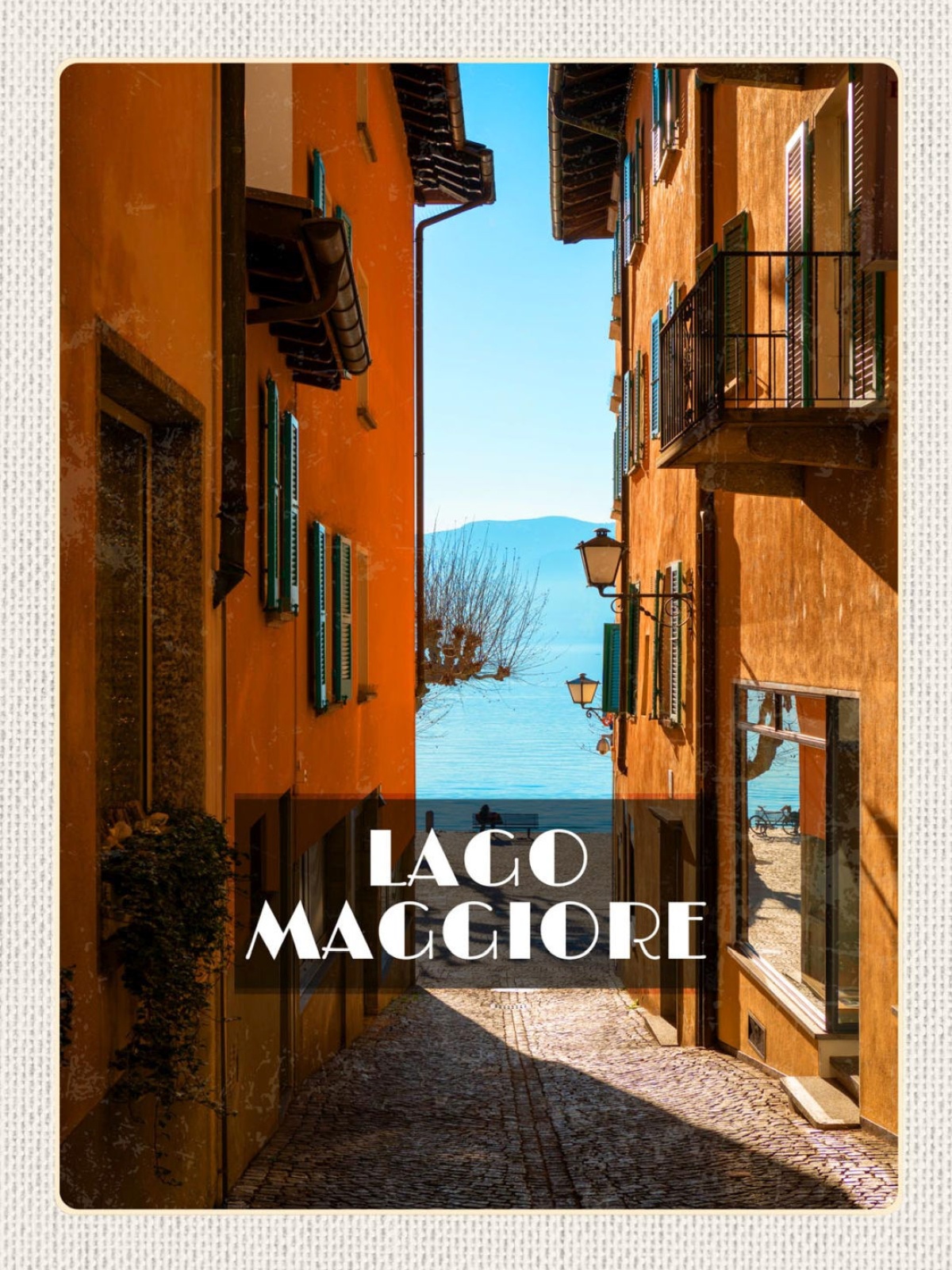 Schild Lago Maggiore See Italien Schweiz Häuser 12x18 20x30 30x40 Blech od. Holz