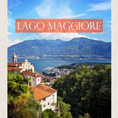 Schild Lago Maggiore ITA CH Madonna del Sasso 12x18 20x30 30x40 Blech od. Holz