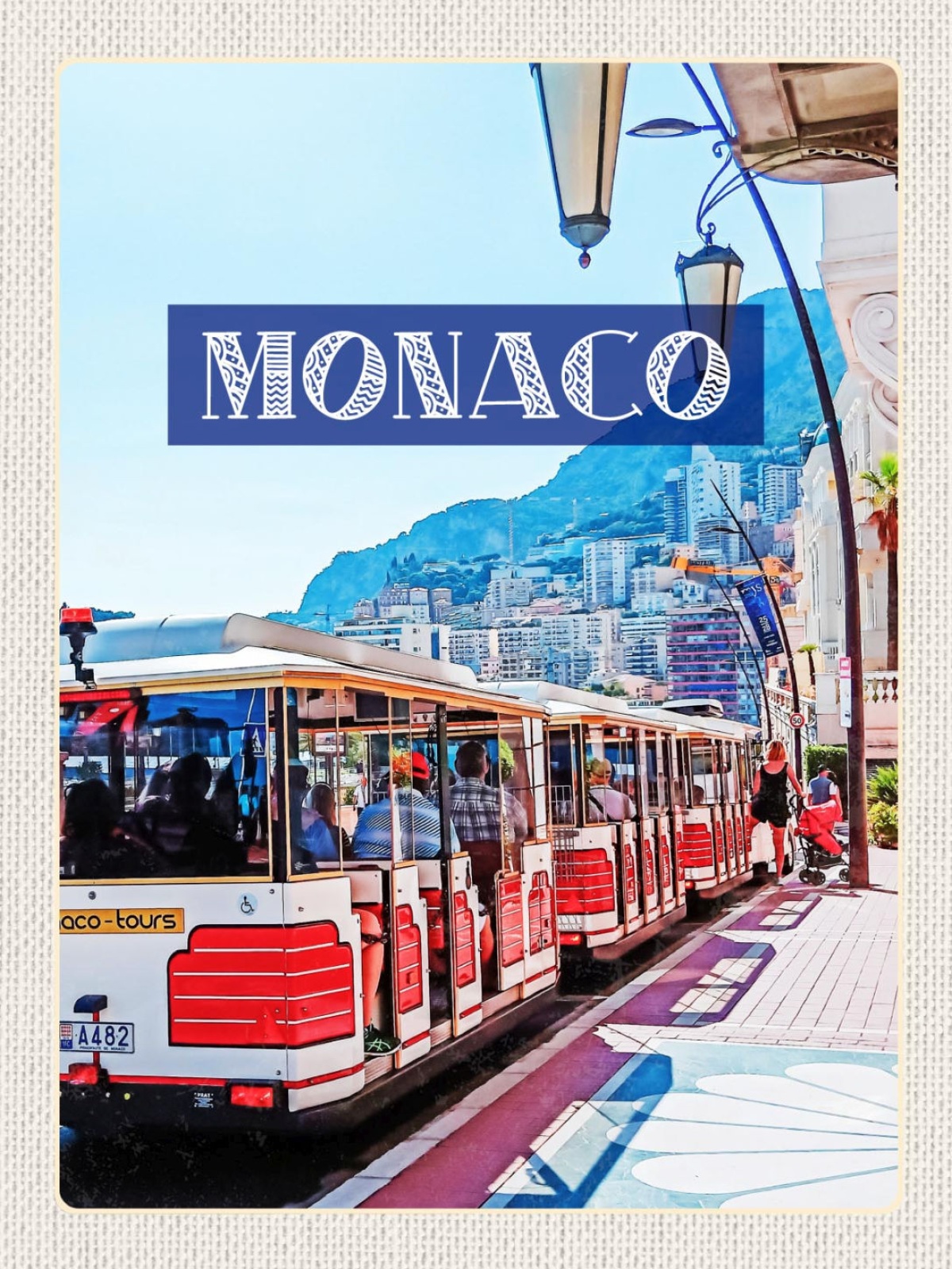 Schild Monaco Fürstentum Tram Bahn Zug Monte Carlo 12x18 20x30 30x40 Blech/Holz