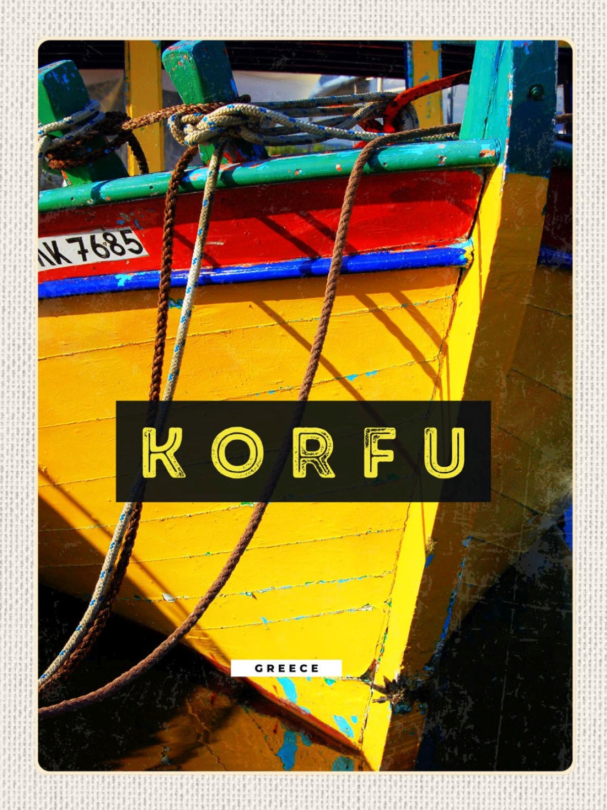 Schild Korfu Greece Griechenland Schiff Bug Leine 12x18 20x30 30x40 Blech/Holz