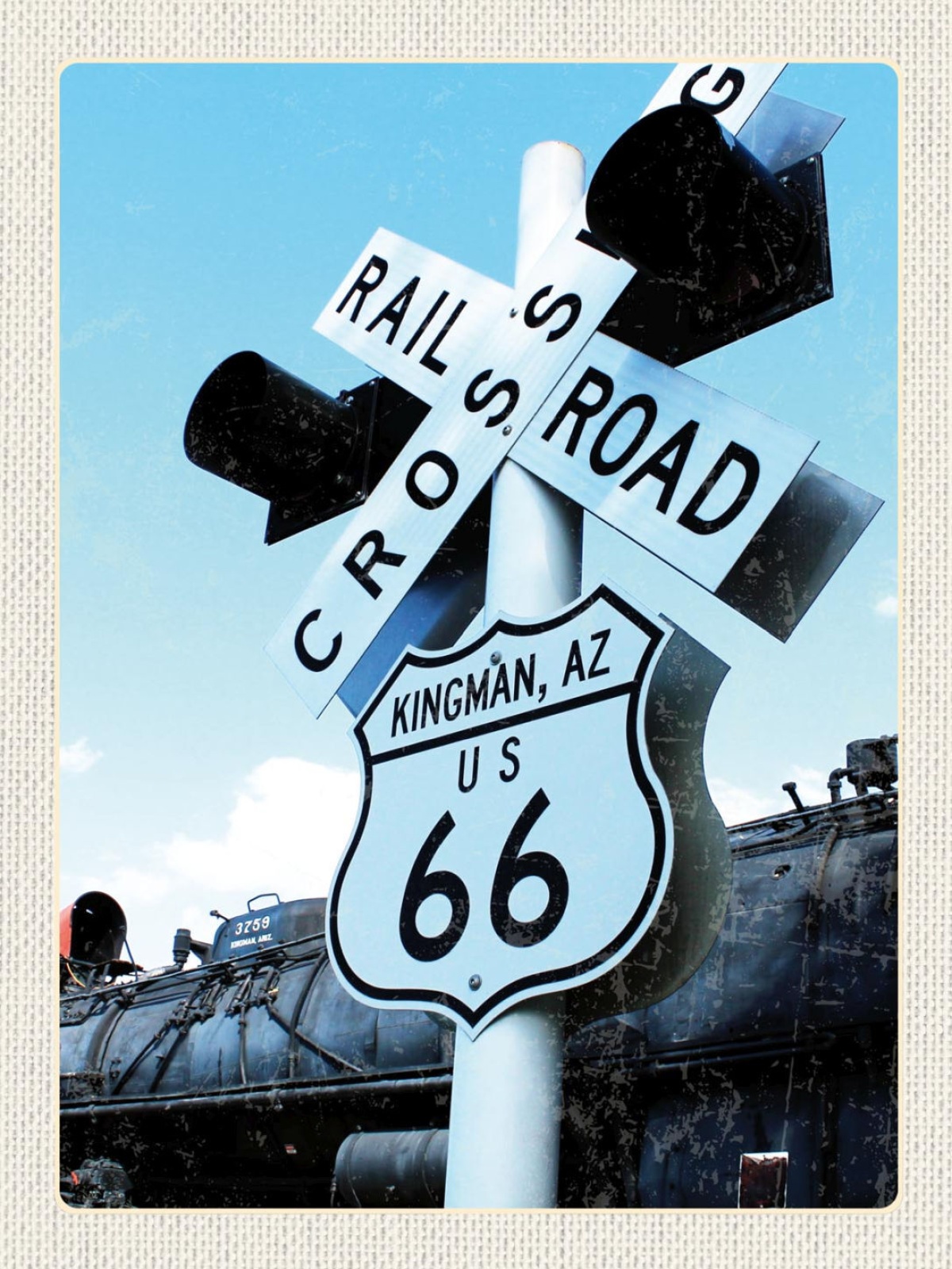 Schild Route 66 Bahnübergang Fernstraße Highway USA 12x18 20x30 30x40 Blech/Holz