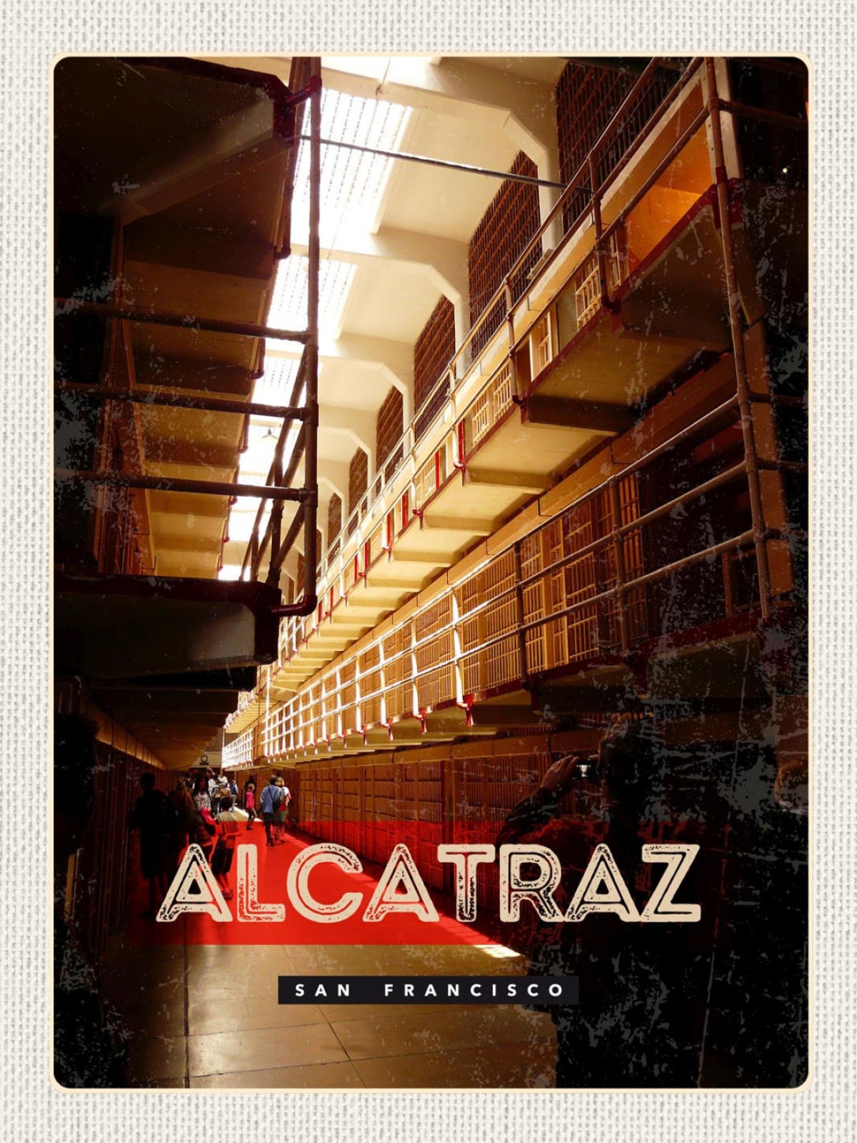 Schild Alcatraz San Francisco Gefängnis Zellen USA 12x18 20x30 30x40 Blech/Holz
