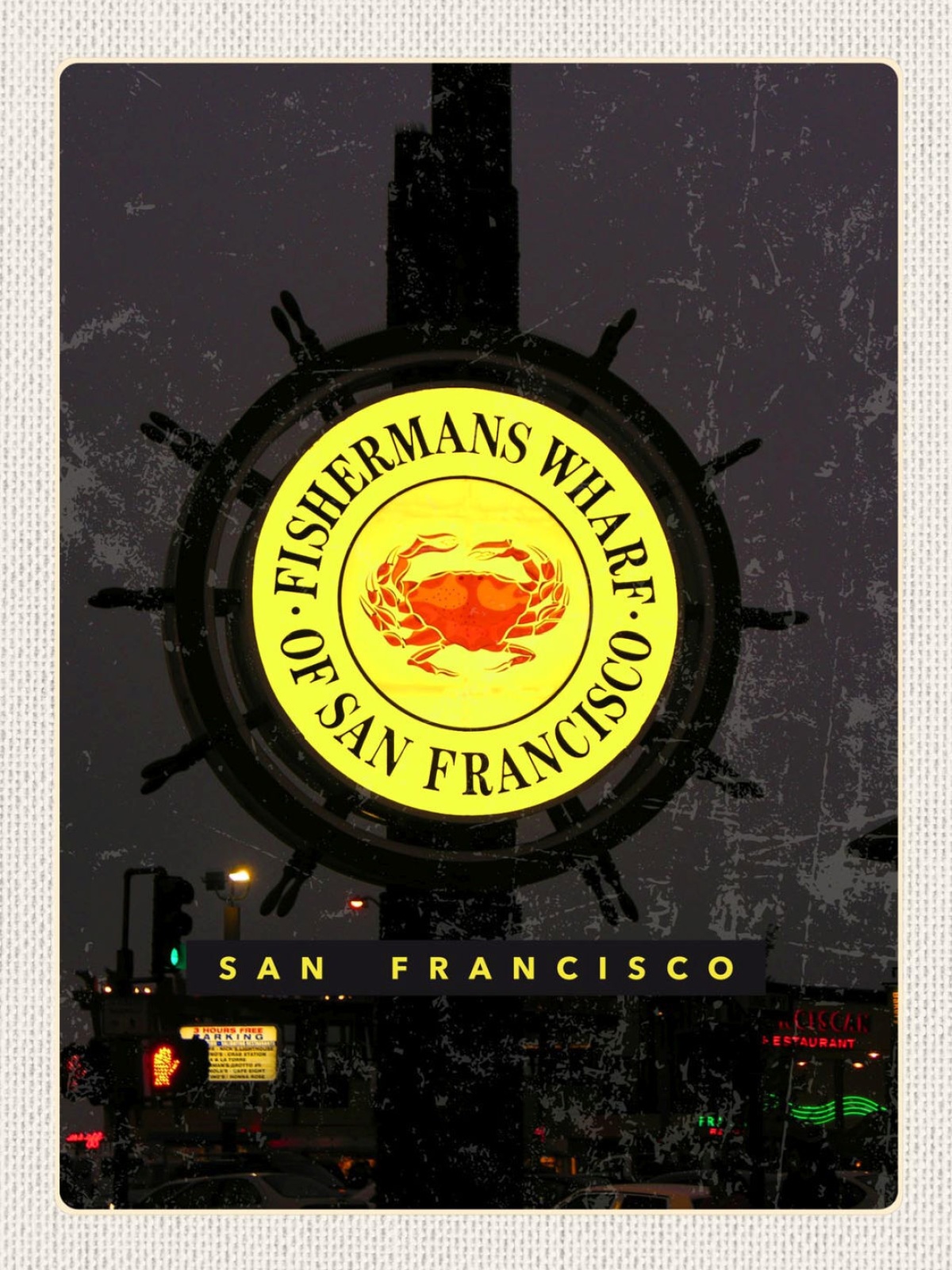 Schild San Francisco Fisherman's Wharf Krabbe USA 12x18 20x30 30x40 Blech/Holz